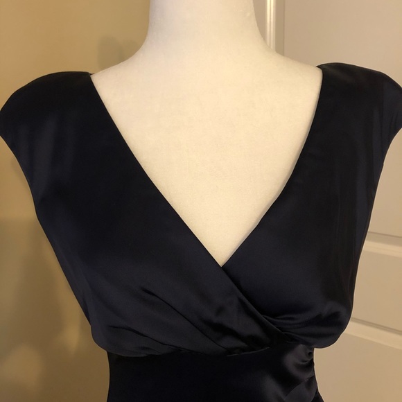 Ralph Lauren Navy Blue Satin Stretch Dress 6 - Picture 2 of 6